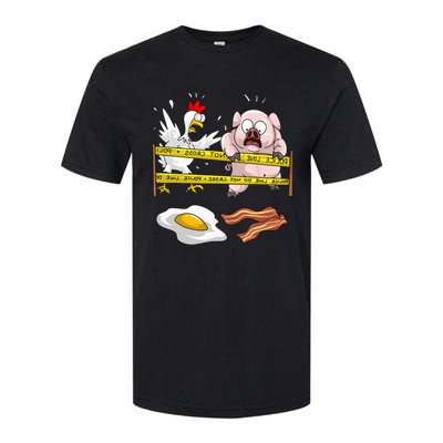 Cute Police Line Do Not Cross Funny Chicken Pig Eater Gift Softstyle CVC T-Shirt