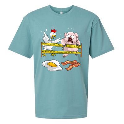 Cute Police Line Do Not Cross Funny Chicken Pig Eater Gift Sueded Cloud Jersey T-Shirt