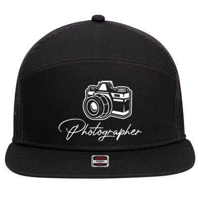 Camera Photographer Lens Cameraman Focus Photography 7 Panel Mesh Trucker Snapback Hat