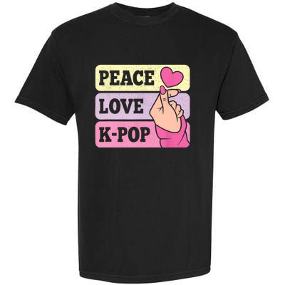 Cute Peace Love KPop Music Lover Korean Pastel Pink K Pop Garment-Dyed Heavyweight T-Shirt