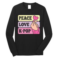 Cute Peace Love KPop Music Lover Korean Pastel Pink K Pop Long Sleeve Shirt