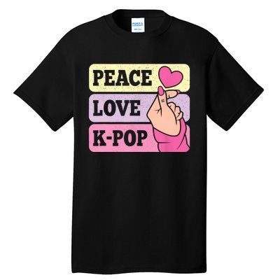 Cute Peace Love KPop Music Lover Korean Pastel Pink K Pop Tall T-Shirt