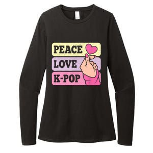 Cute Peace Love KPop Music Lover Korean Pastel Pink K Pop Womens CVC Long Sleeve Shirt