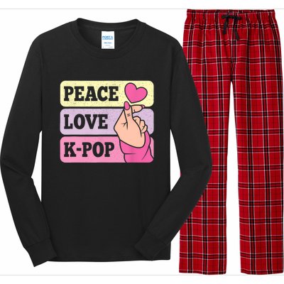 Cute Peace Love KPop Music Lover Korean Pastel Pink K Pop Long Sleeve Pajama Set