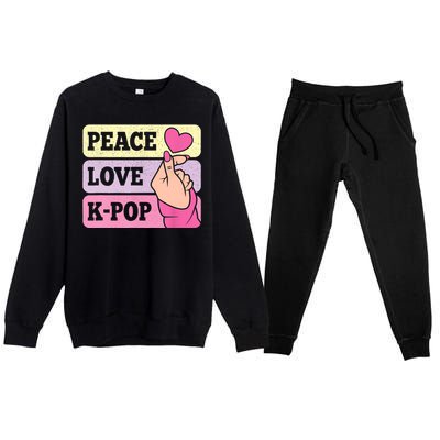 Cute Peace Love KPop Music Lover Korean Pastel Pink K Pop Premium Crewneck Sweatsuit Set