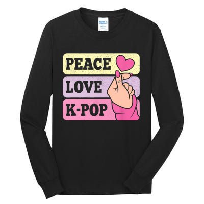 Cute Peace Love KPop Music Lover Korean Pastel Pink K Pop Tall Long Sleeve T-Shirt