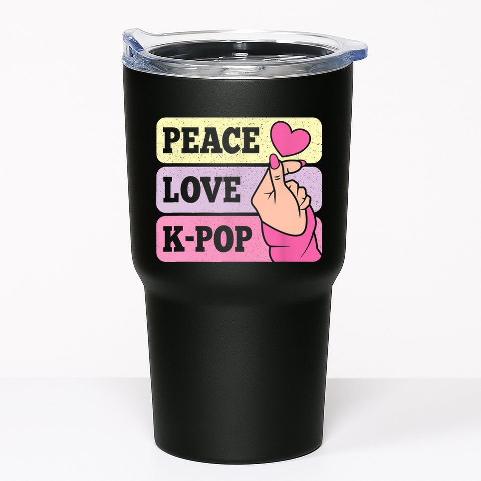 Cute Peace Love KPop Music Lover Korean Pastel Pink K Pop Tumbler