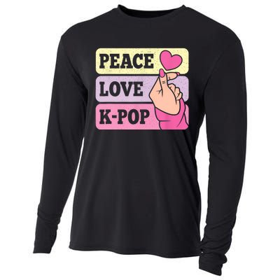 Cute Peace Love KPop Music Lover Korean Pastel Pink K Pop Cooling Performance Long Sleeve Crew