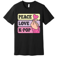 Cute Peace Love KPop Music Lover Korean Pastel Pink K Pop Premium T-Shirt