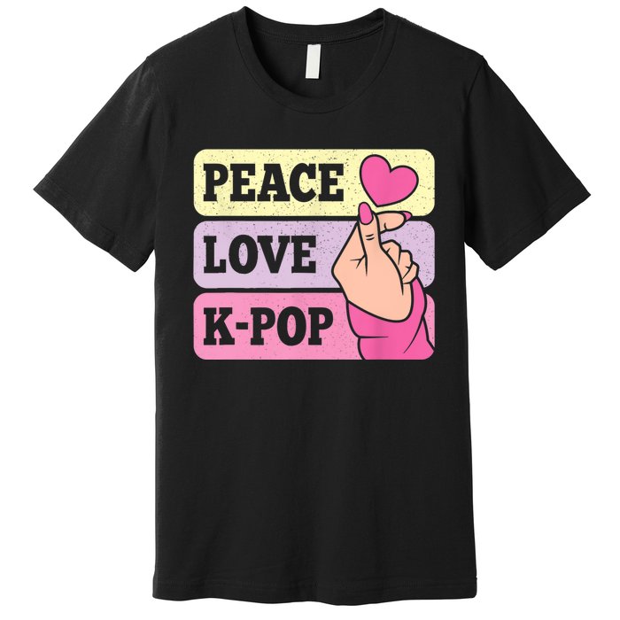 Cute Peace Love KPop Music Lover Korean Pastel Pink K Pop Premium T-Shirt