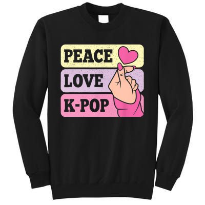 Cute Peace Love KPop Music Lover Korean Pastel Pink K Pop Tall Sweatshirt