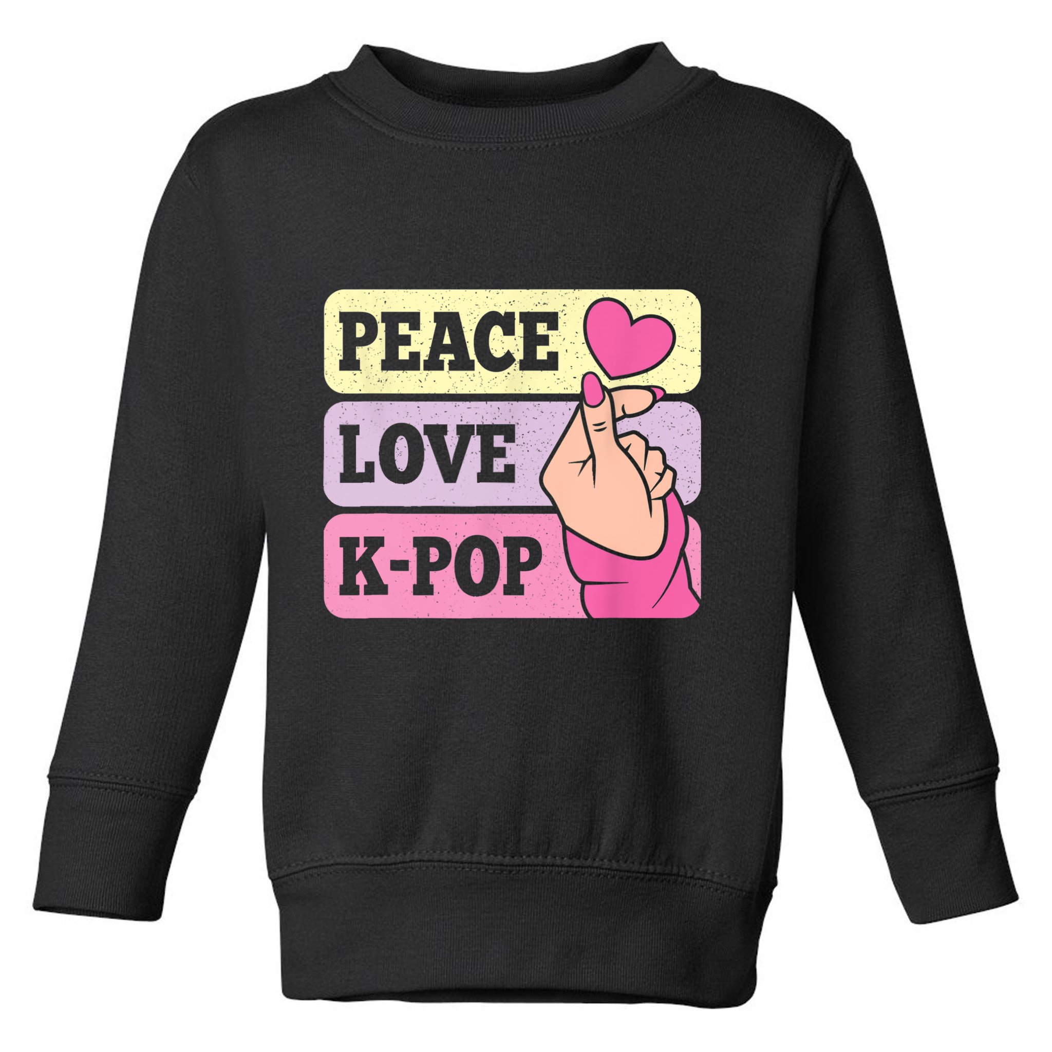 Cute Peace Love KPop Music Lover Korean Pastel Pink K Pop Toddler Sweatshirt