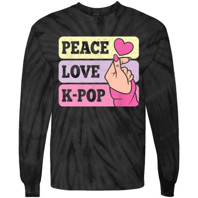 Cute Peace Love KPop Music Lover Korean Pastel Pink K Pop Tie-Dye Long Sleeve Shirt