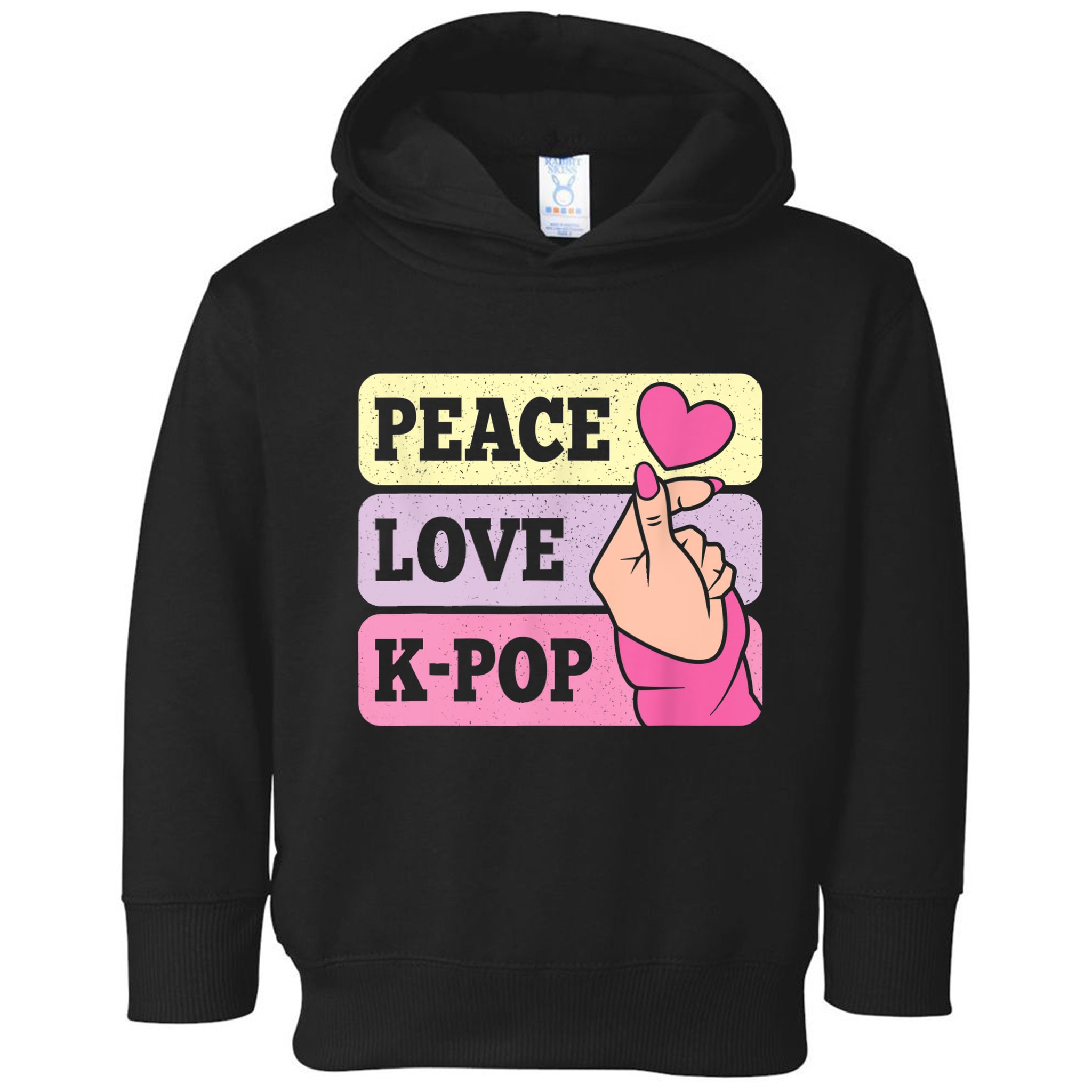 Cute Peace Love KPop Music Lover Korean Pastel Pink K Pop Toddler Hoodie