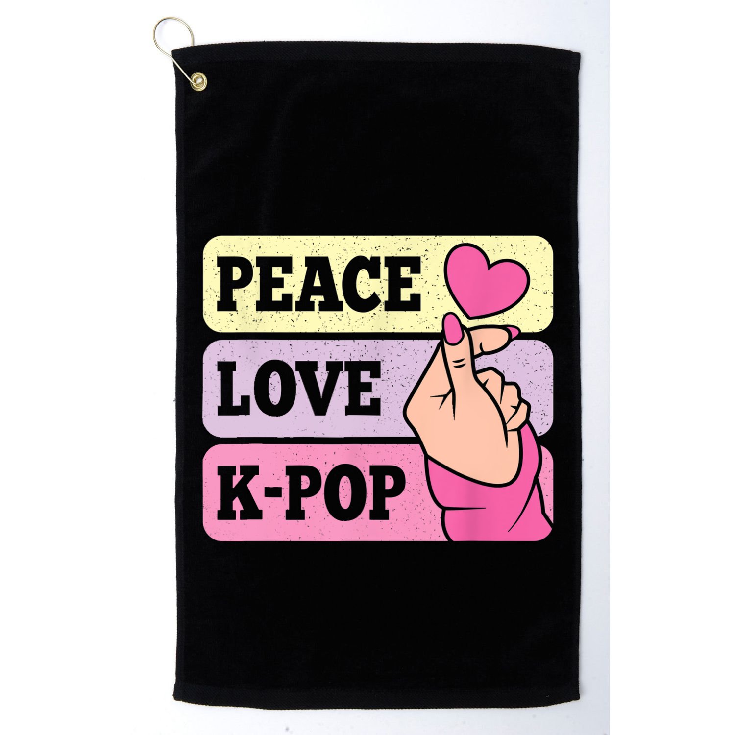 Cute Peace Love KPop Music Lover Korean Pastel Pink K Pop Golf Towel