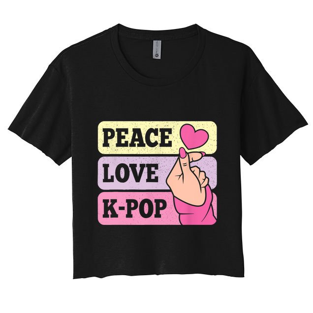 Cute Peace Love KPop Music Lover Korean Pastel Pink K Pop Crop Top
