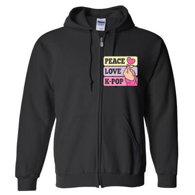 Cute Peace Love KPop Music Lover Korean Pastel Pink K Pop Full Zip Hoodie