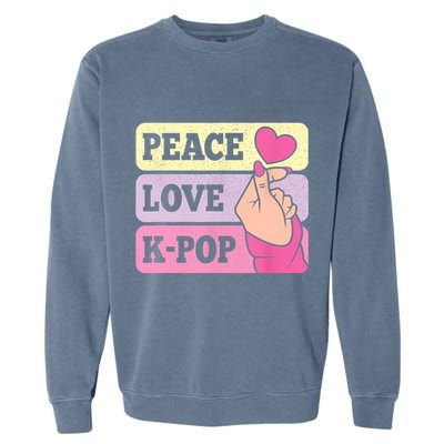 Cute Peace Love KPop Music Lover Korean Pastel Pink K Pop Garment-Dyed Sweatshirt