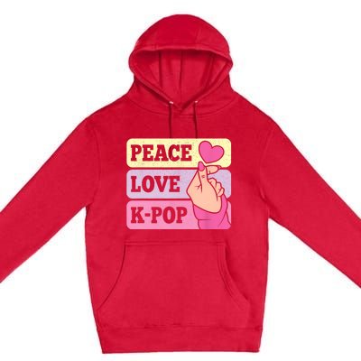 Cute Peace Love KPop Music Lover Korean Pastel Pink K Pop Premium Pullover Hoodie