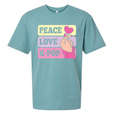 Cute Peace Love KPop Music Lover Korean Pastel Pink K Pop Sueded Cloud Jersey T-Shirt