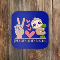 Cute Peace Love Sloth Gift Coaster