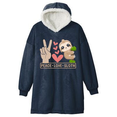 Cute Peace Love Sloth Gift Hooded Wearable Blanket