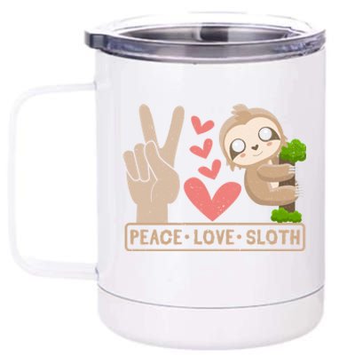 Cute Peace Love Sloth Gift 12 oz Stainless Steel Tumbler Cup