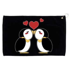 Cute Penguin Lovers Kissing Heart Valentine's Day Gift Grommeted Golf Towel