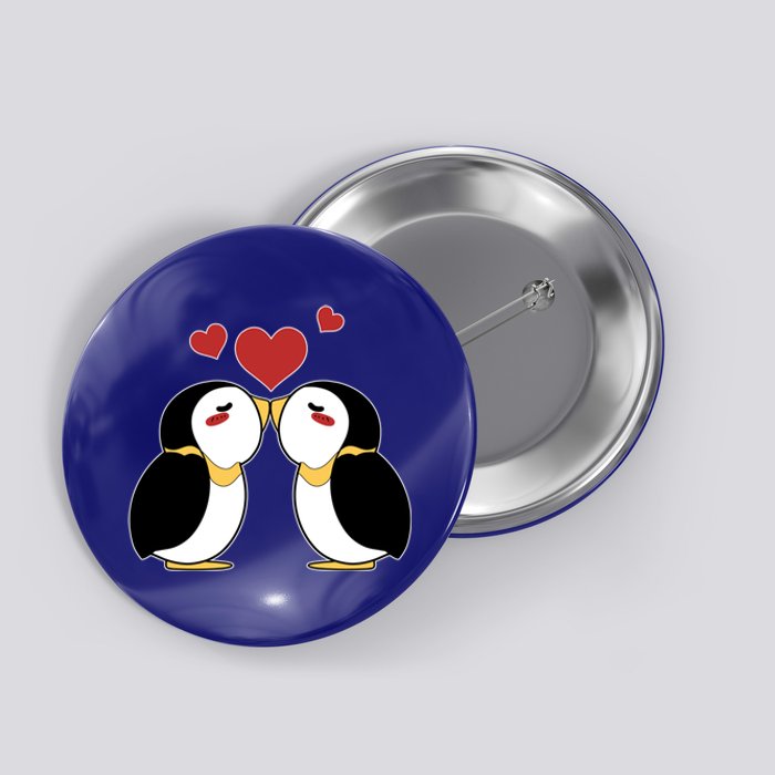 Cute Penguin Lovers Kissing Heart Valentine's Day Gift Button