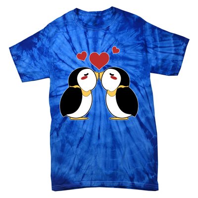 Cute Penguin Lovers Kissing Heart Valentine's Day Gift Tie-Dye T-Shirt