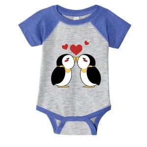 Cute Penguin Lovers Kissing Heart Valentine's Day Gift Infant Baby Jersey Bodysuit