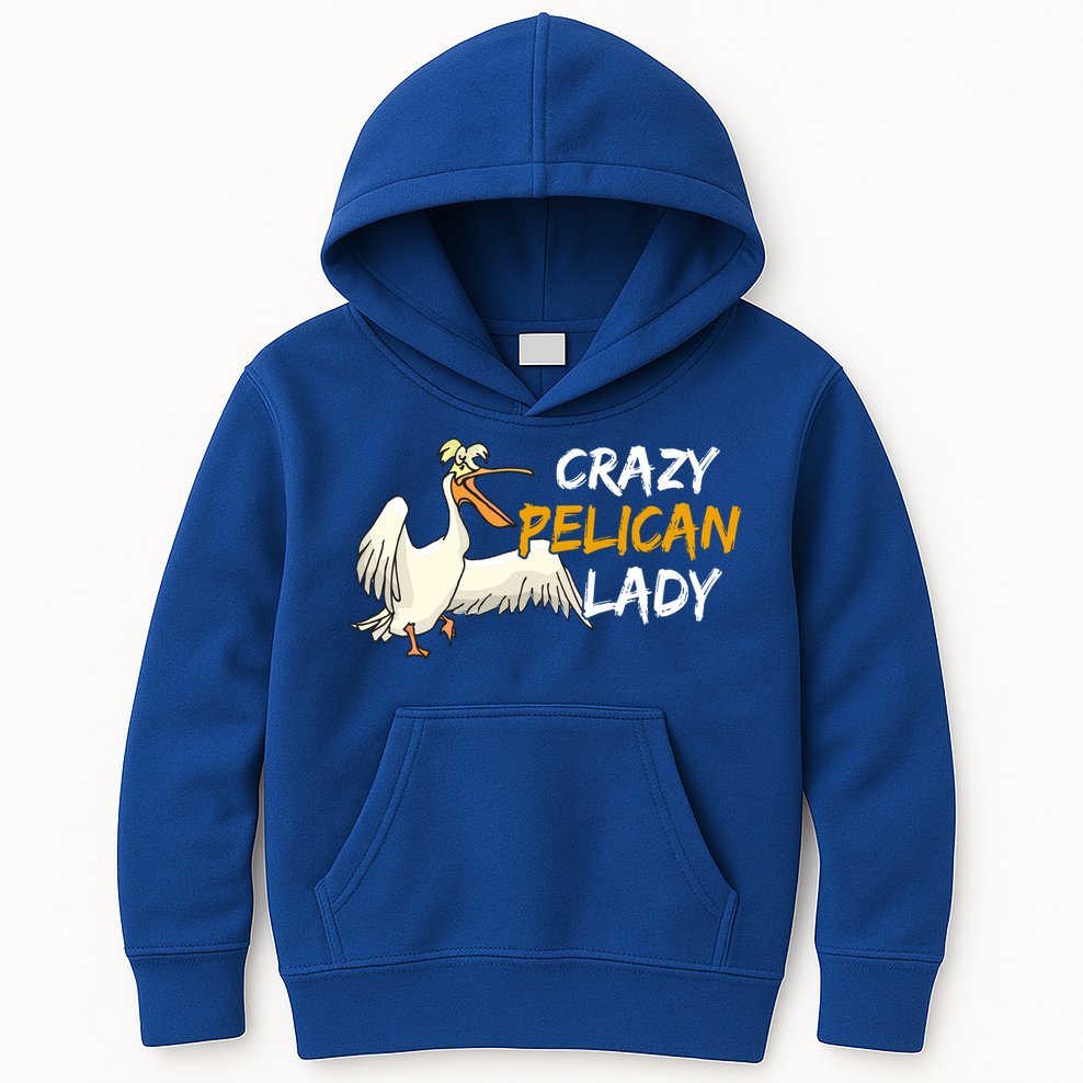Crazy Pelican Lady Fnny Pelican Lover Gift National Bird Day Gift Kids Hoodie