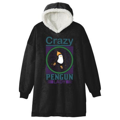 Crazy Penguin Lady Hooded Wearable Blanket