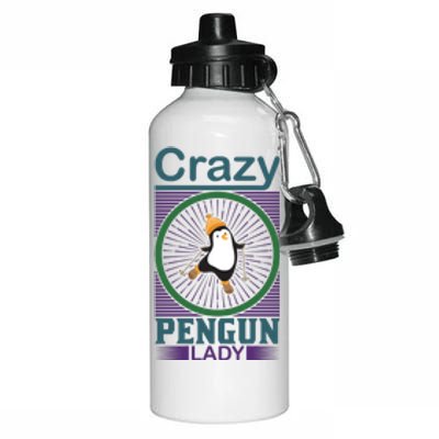 Crazy Penguin Lady Aluminum Water Bottle