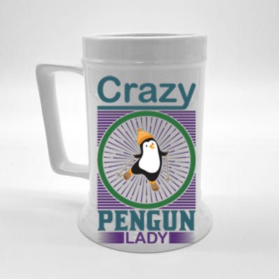 Crazy Penguin Lady Beer Stein