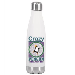 Crazy Penguin Lady Stainless Steel Insulated Water Bottle