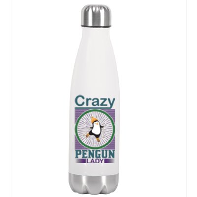 Crazy Penguin Lady Stainless Steel Insulated Water Bottle