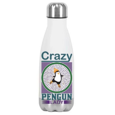 Crazy Penguin Lady Stainless Steel Insulated Water Bottle