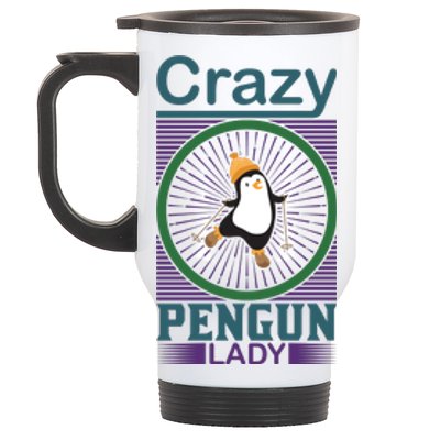 Crazy Penguin Lady Stainless Steel Travel Mug