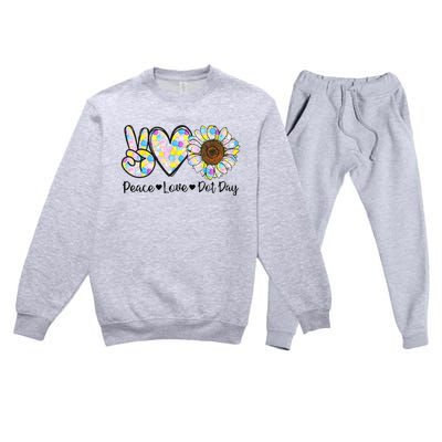 Colorful Peace Love International Dot Day Celebration Premium Crewneck Sweatsuit Set