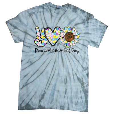 Colorful Peace Love International Dot Day Celebration Tie-Dye T-Shirt