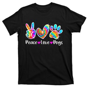 Cute Peace Love Dogs Tie Dye Dog Paw Dog Mom Mothers Day T-Shirt