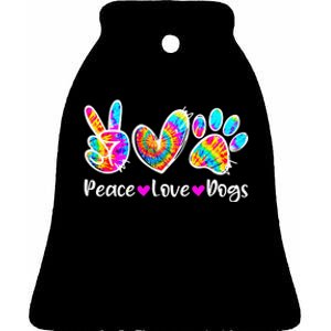 Cute Peace Love Dogs Tie Dye Dog Paw Dog Mom Mothers Day Ceramic Bell Ornament