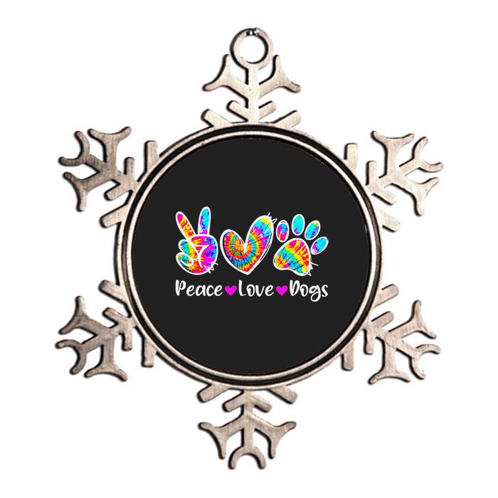 Cute Peace Love Dogs Tie Dye Dog Paw Dog Mom Mothers Day Metallic Star Ornament