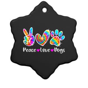 Cute Peace Love Dogs Tie Dye Dog Paw Dog Mom Mothers Day Ceramic Star Ornament