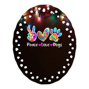 Cute Peace Love Dogs Tie Dye Dog Paw Dog Mom Mothers Day Ceramic Oval Ornament