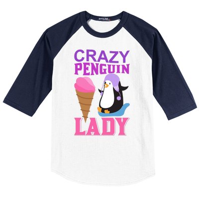 Crazy Penguin Lady Baseball Sleeve Shirt