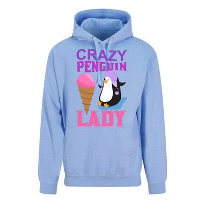 Crazy Penguin Lady Unisex Surf Hoodie