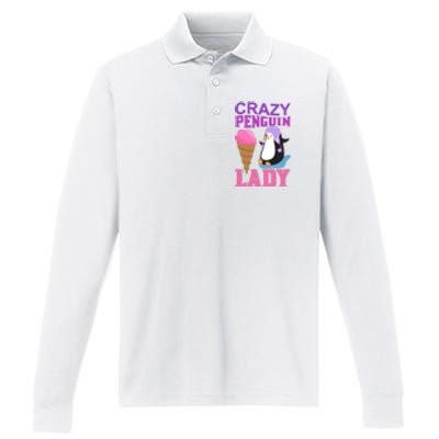 Crazy Penguin Lady Performance Long Sleeve Polo