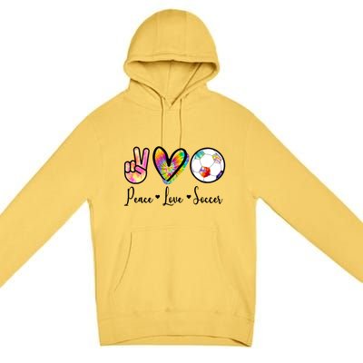 Cute Peace Love Soccer Premium Pullover Hoodie